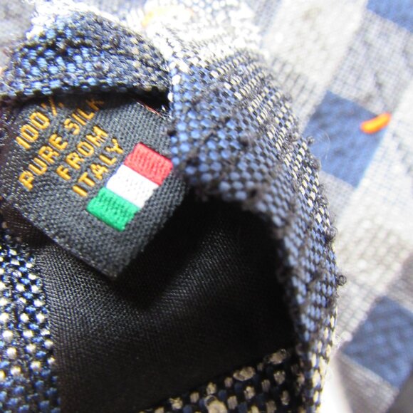 SERICA 100% Silk Tie Geometric Grey\Navy Made In Italy - Picture 4 of 5